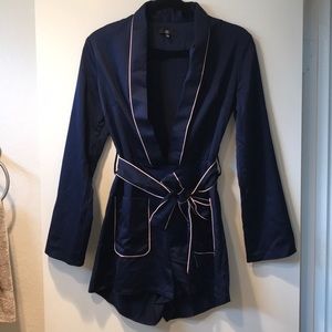 Satin Royal Blue Romper K1